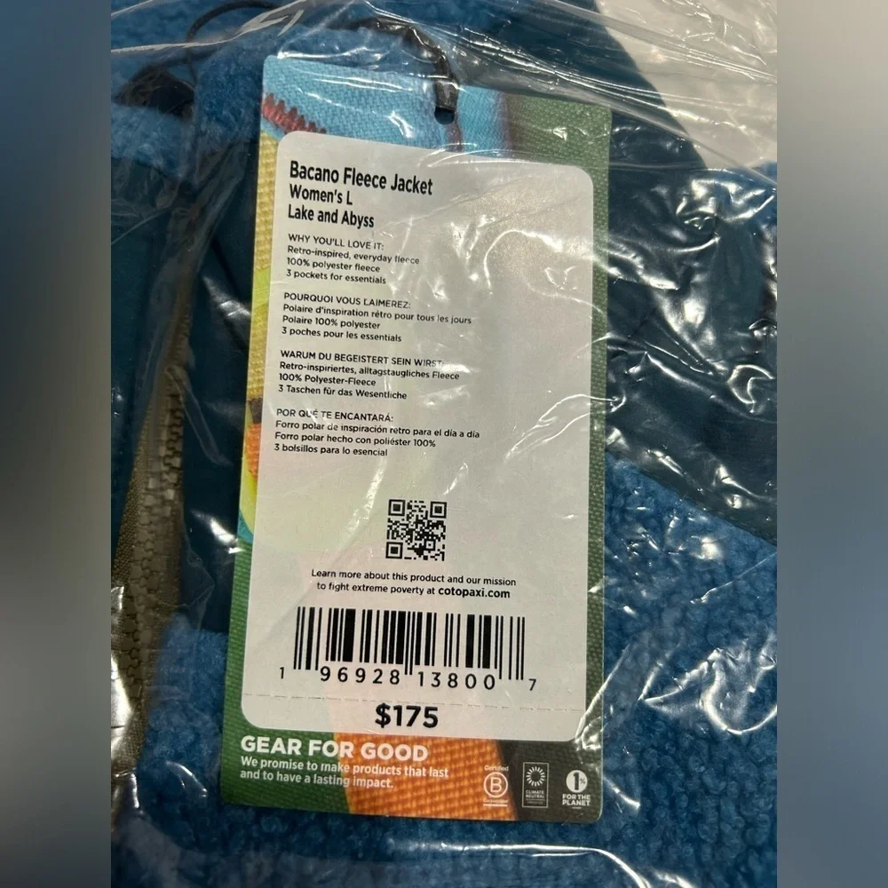 Cotopaxi Women's Large Bacano Fleece Jacket Blue Lake Abyss NWT Relaxed Fit
